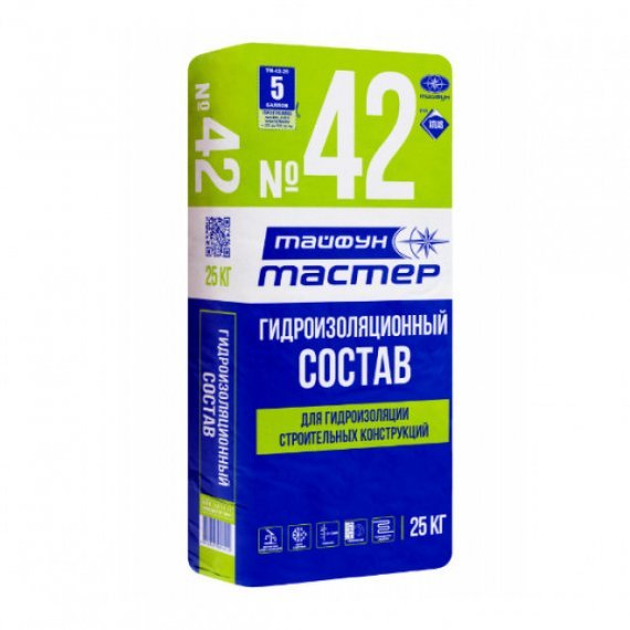 Гидроизоляционная смесь Тайфун Мастер №42, сухая, 25 кг - изображение 1