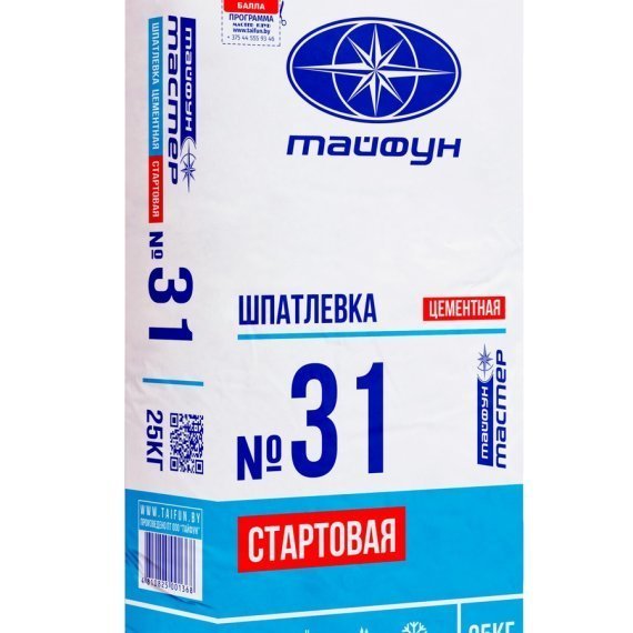 Шпатлевка цементная Тайфун Мастер №31 серая, 25 кг - изображение 1